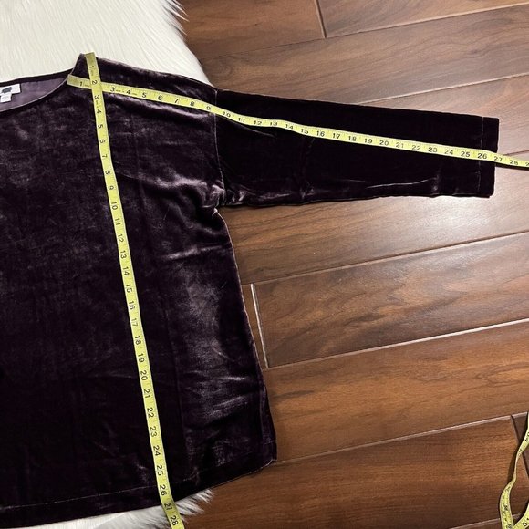 J. Jill Size Medium Fig Velvet‎ Silk Blend Long Sleeve Top - Picture 5 of 8